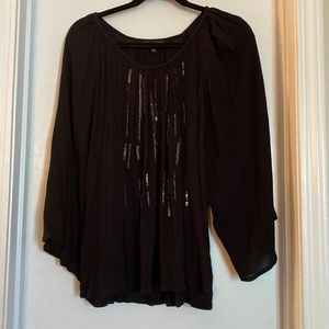 Lane Bryant Black Rayon Sequin Blouse